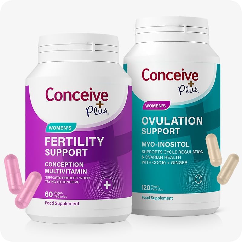 Conceive Plus Fertility Bundle for Women, Fertility Vitamins 60 Capsules and Ovulation Support 120 Capsules, Myo Inositol, Folic Acid, Hormone Balance