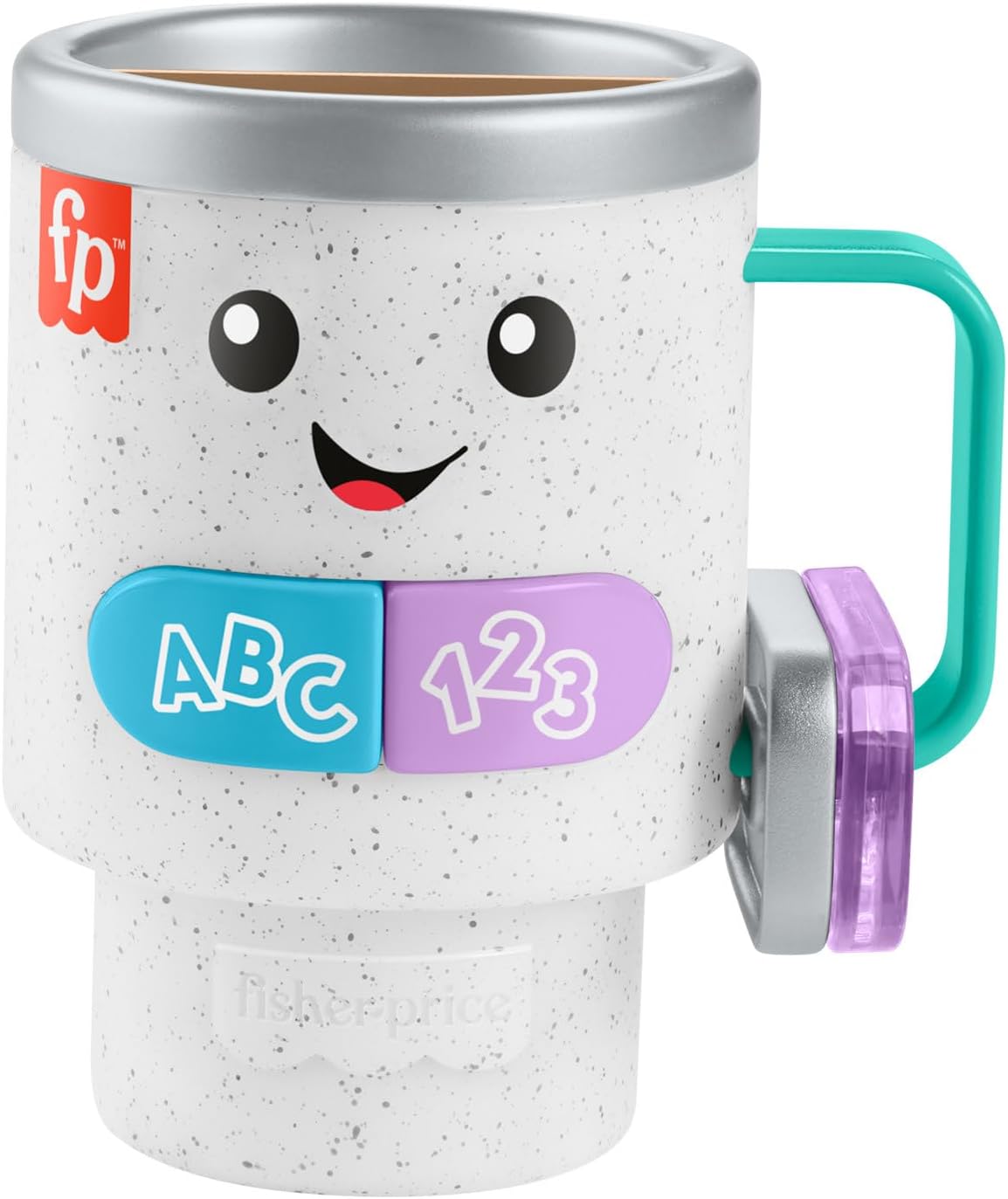 Fisher-Price Laugh & Learn Baby & Toddler Toy Wake Up & Learn Coffee Mug with Lights & Music for Ages 6+ Months, Multilanguage Version, HXF49