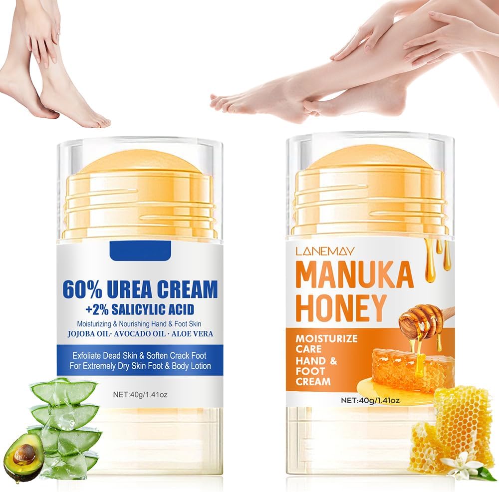 2PCS Urea Cream 60 Percent for Feet, Honey Foot Cream, Foot Cream for Cracked Heels and Dry Skin, Cracked Heel Repair Cream for Skin Care Hands & Feet