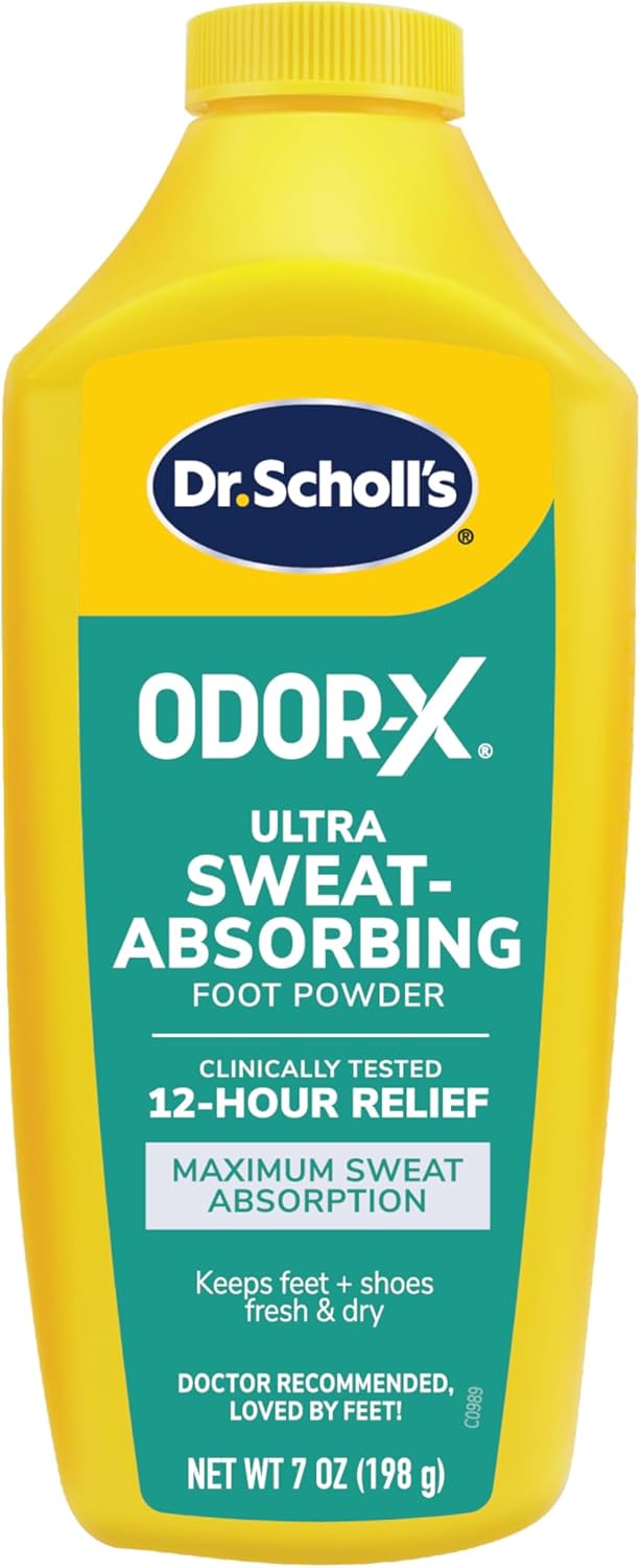 Dr. Scholl's Odor-x Sweat Absorbing Foot Powder, 7 Ounce (Pack of 1)
