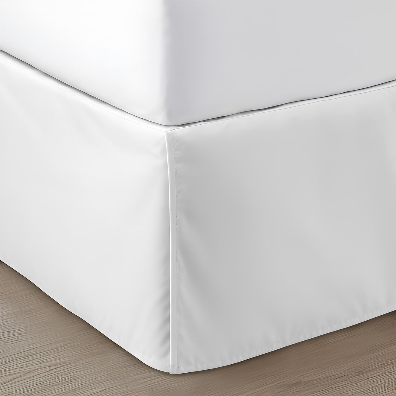 SGI Bedding 18 inch Drop Bed Skirt Queen Size - Platform Style with Secure Fit, Classic Tailored Look, Elegant Pleated Style Dust Ruffle, Split Corners, Wrinkle Resistant Microfiber - White