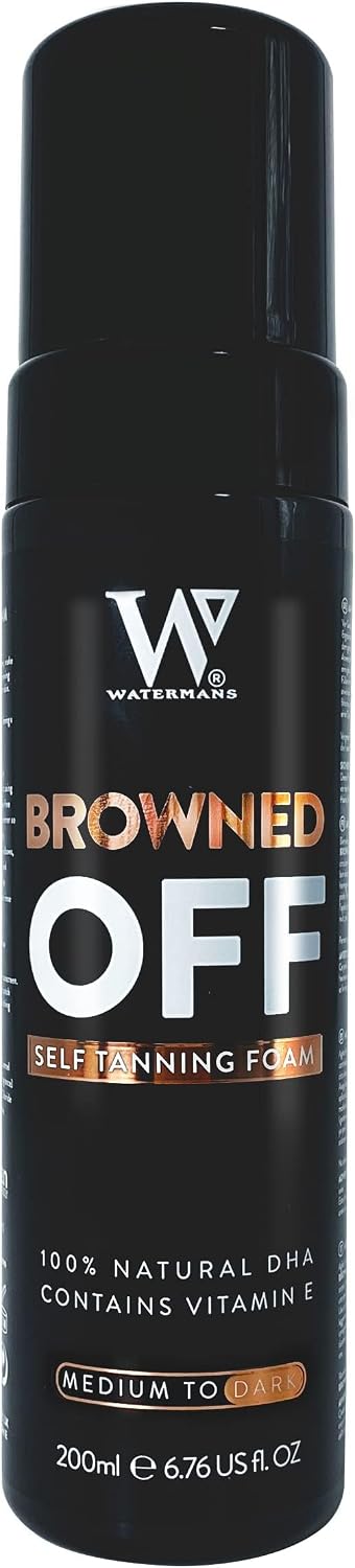 Browned Off Self Tanning Mousse – Light to Medium (200ml) | Watermans Fake Tan with Aloe Vera | Best Self-Tanning Foam