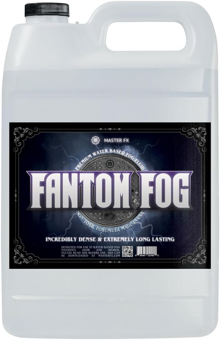 Master FX Fantom Fog – Premium Long-Lasting Fog Juice for 400–1500 Watt Smoke Machines, High-Output Water-Based Fluid for Halloween, Stage, Parties, DJs, and Theatrical Effects – 1 Gallon