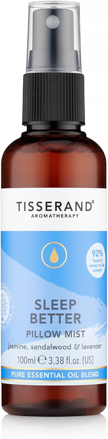 Tisserand Aromatherapy - Sleep Better - Pillow Mist Sleep Spray - Lavender, Jasmine & Sandalwood Essential Oils - 100 Percent Natural Pure Essential Oils - 100 ml (Packaging may vary)