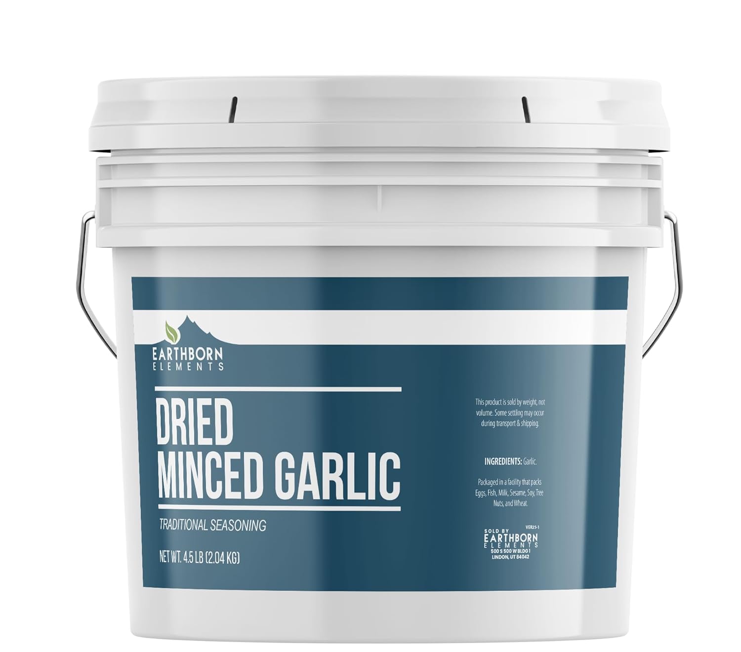 Earthborn Elements Dried Minced Garlic 1 Gallon Bucket, Kitchen Staple, Bulk Seasoning (72 Ounce)