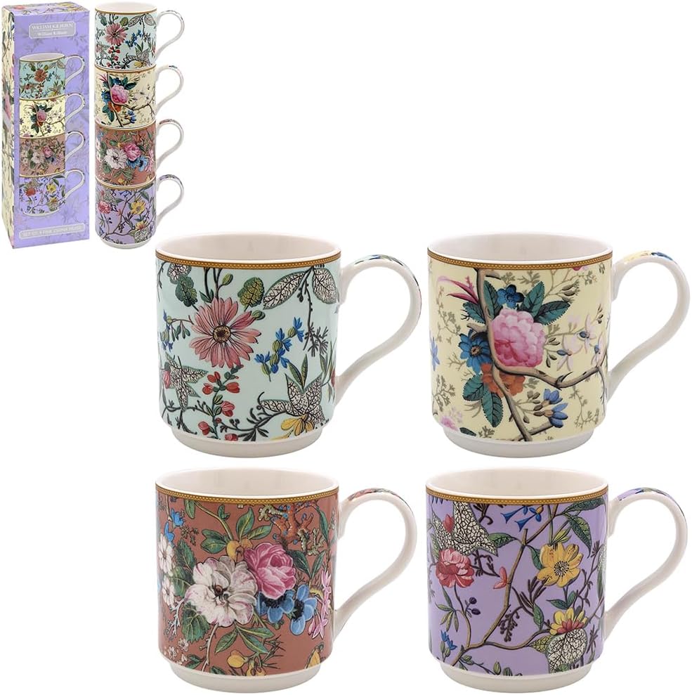 Lesser & Pavey Stacking Mugs Set of 4 | Ceramic Coffee Mugs Set for Home or Work | Premium Design Mugs Set for All Occasions | Lovely Mugs for Tea, Coffee & Hot Drinks - William Kilburn