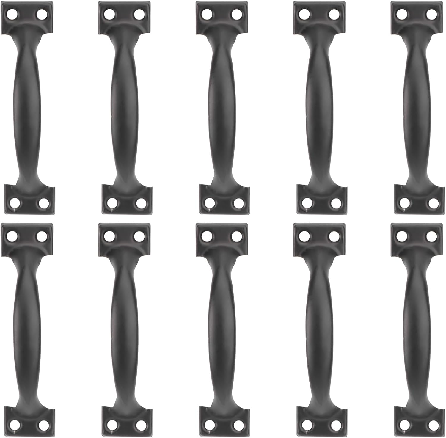 DOITOOL 10PCS Barn Door Handles Black Gate Handles for Wooden Fences 4 Inch Vintage Cabinet Handle Pull for Kitchen Cupboard Furniture Drawer Cabinet Hardware (Black,4 Inch)