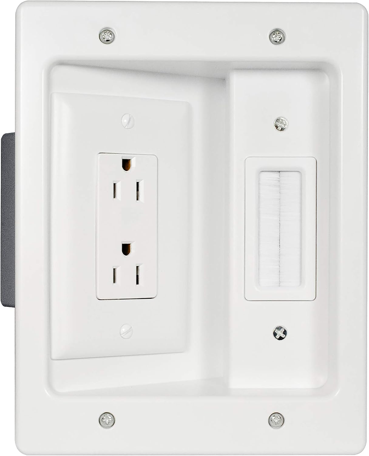 Legrand - OnQ Wall Cable Concealer Kit, Flat Panel TV Connection Kit with Cable Management Box, In Wall TV Power Kit Hides Cords and Cables, Hider Box Fits All Plugs, White, HT2102WHV1 (Hardwired)