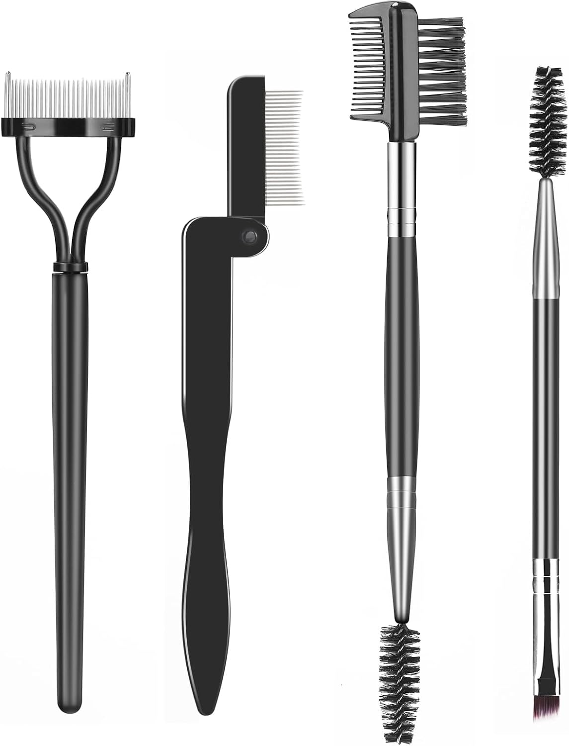 Eyelash Comb Lash Separator Tool Brow Brush & Lash Spoolie Professional Eye Makeup Tools (4 Pieces Set)