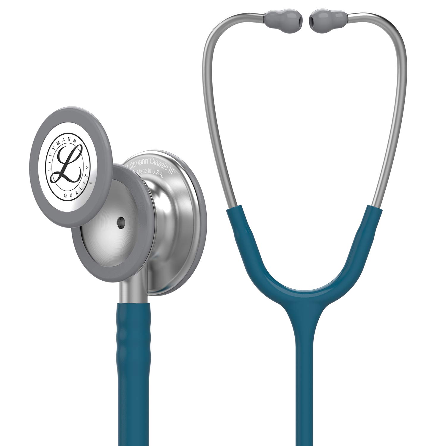 3M Littmann Classic III Monitoring Stethoscope, 5623, More Than 2X as Loud, Weighs Less, Stainless Steel Chestpiece, 27' Caribbean Blue Tube