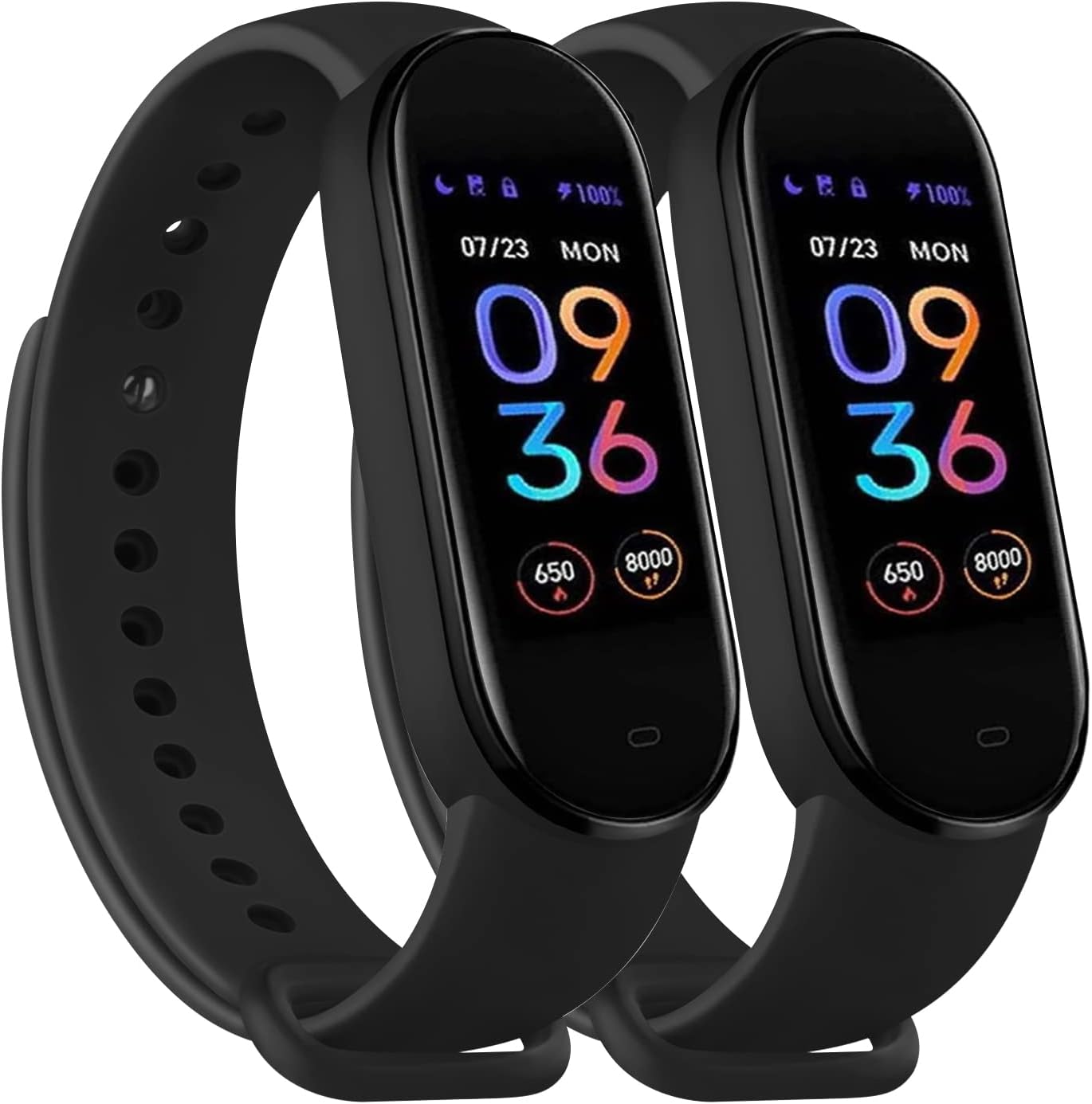 Bands for Amazfit Band 5 Replacement Strap Women Men, 2 PACK Silicone Sport Strap Compatible with Amazfit Band 5 Wristband Watchband Accessories