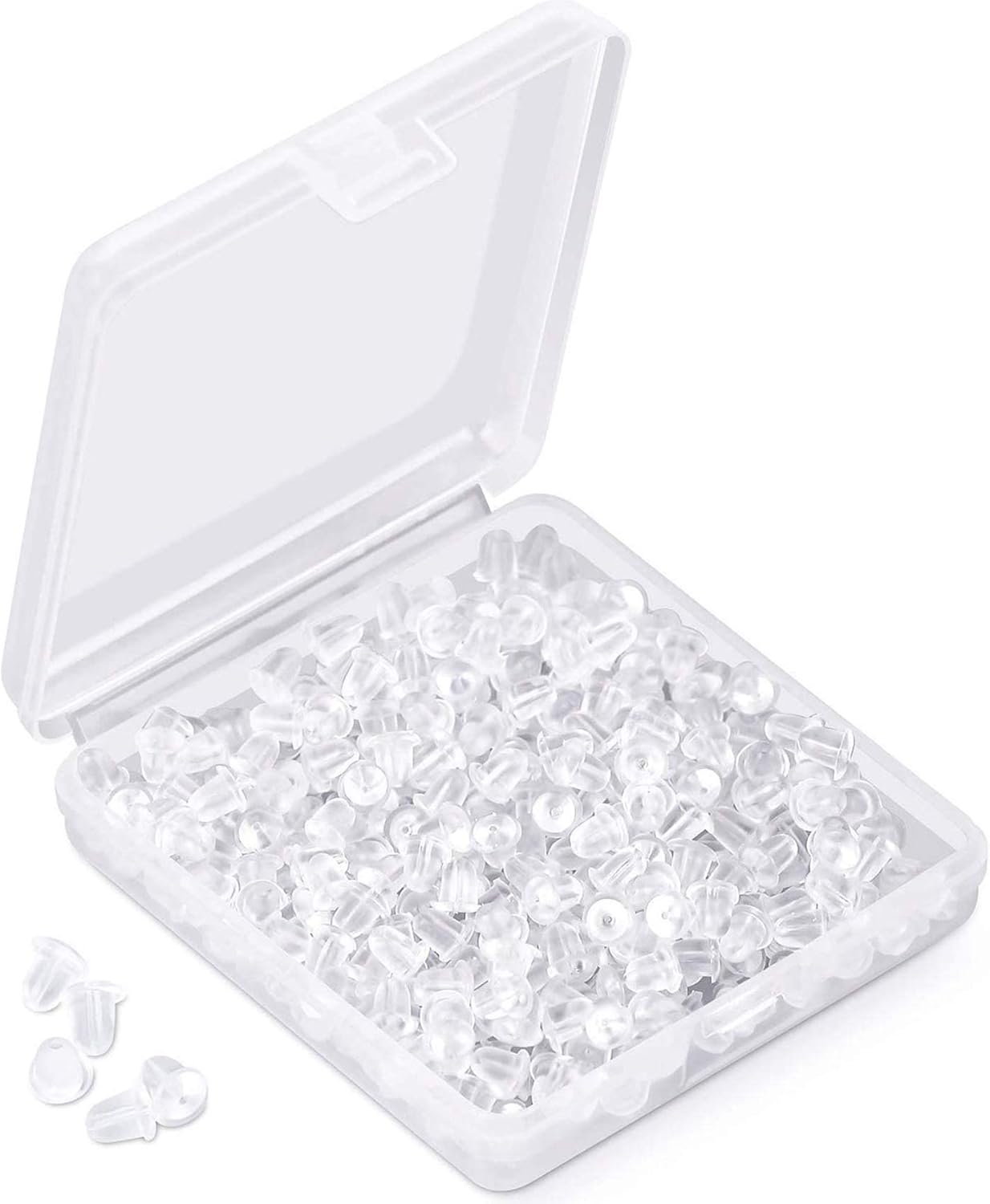 iBayam Silicone Earring Backs Earring Backings 1200 Pcs Soft Clear Ear Safety Back Pads Backstops Clutch Stopper Replacement for Fish Hook Earring Studs Hoops, Diameter 4mm