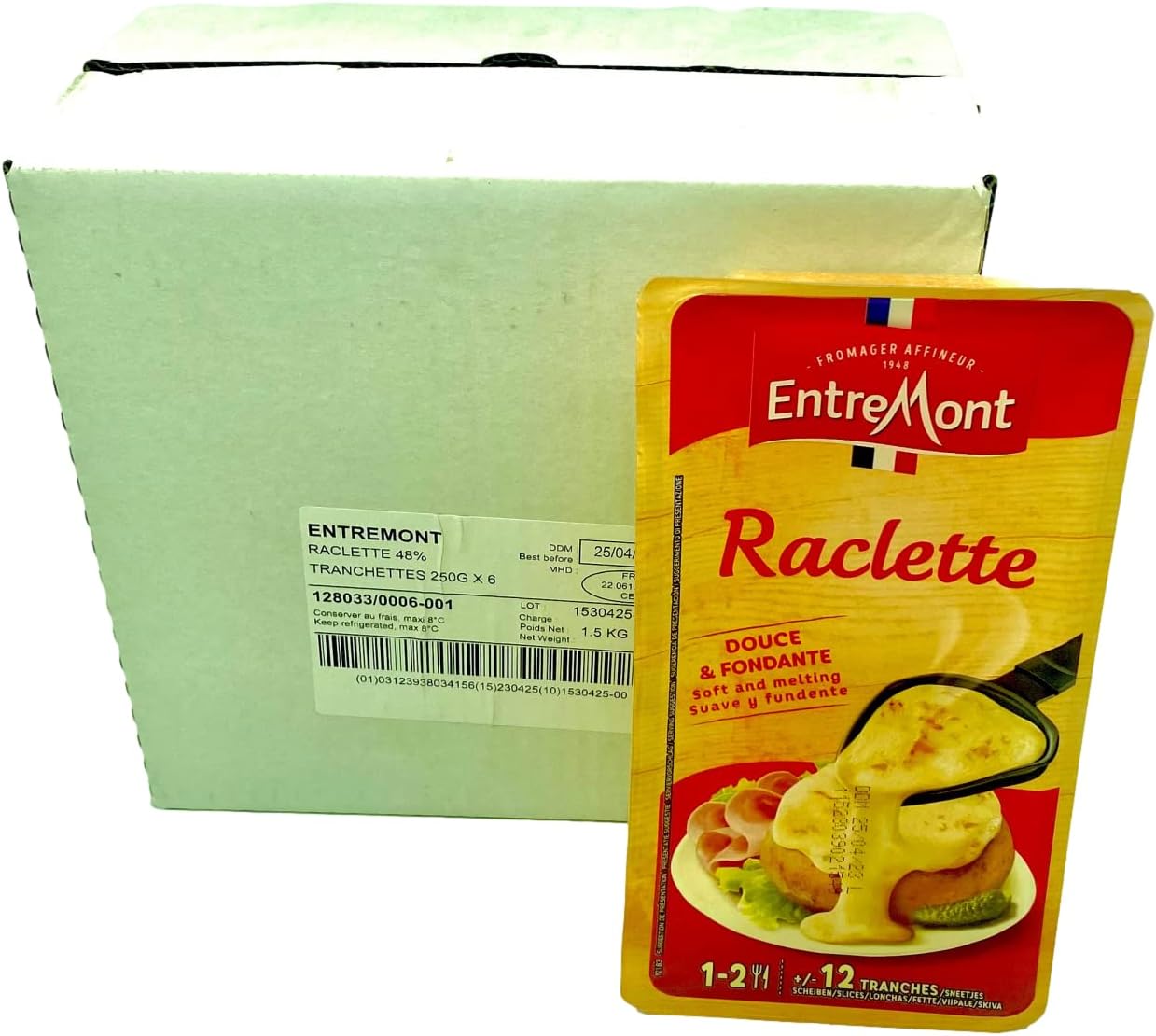 Sliced Raclette Ready to Use 250g Packs with 12 Slices a Pack Box of SIX from GREAT BRITISH TRADING LIMITED
