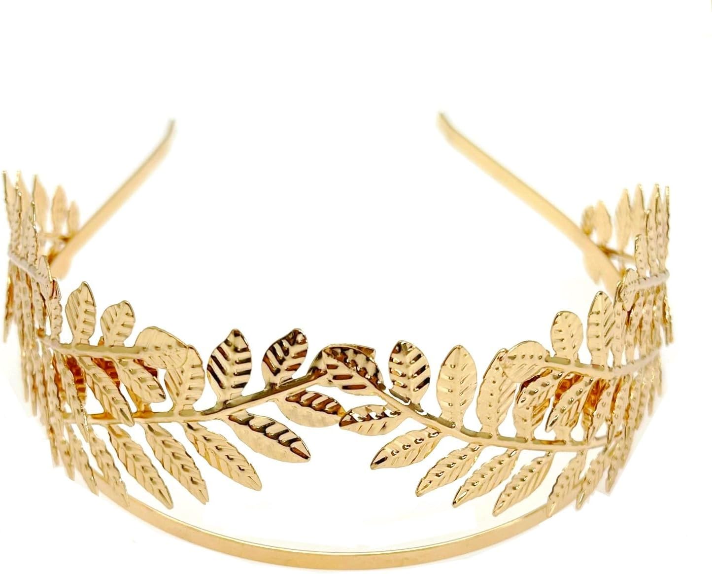 JZK 1 x Gold roman leaf crown greek crown goddess headdress hair crown girl bridesmaid bride tiara hairband headpiece cosplay hair accessories for wedding party carnival for girls and women