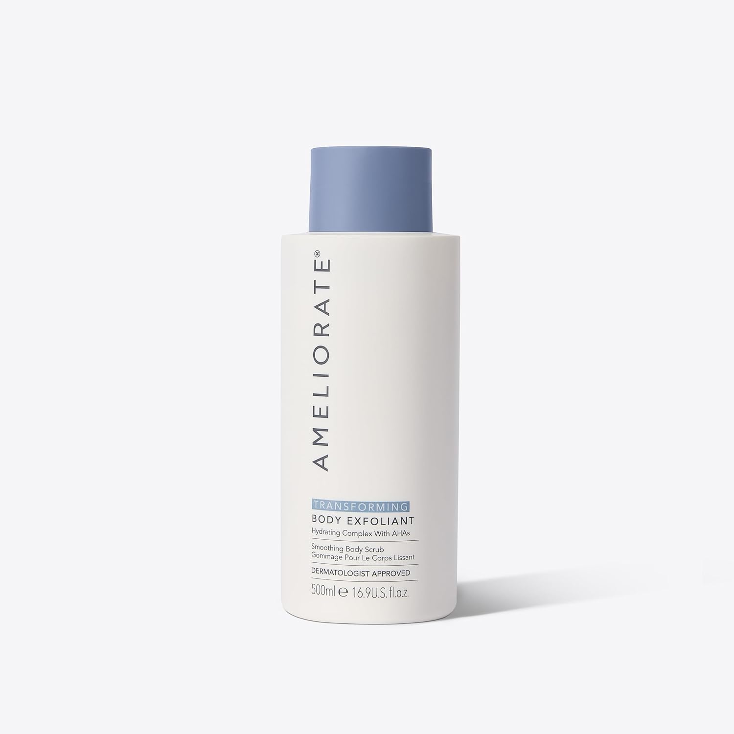 AMELIORATE Transforming Body Exfoliant 500ml for Keratosis Pilaris (KP), Bumpy & Dry Skin | Dual-Action AHA & Bamboo Scrub | Hydrating & Smoothing | Dermatologist Approved