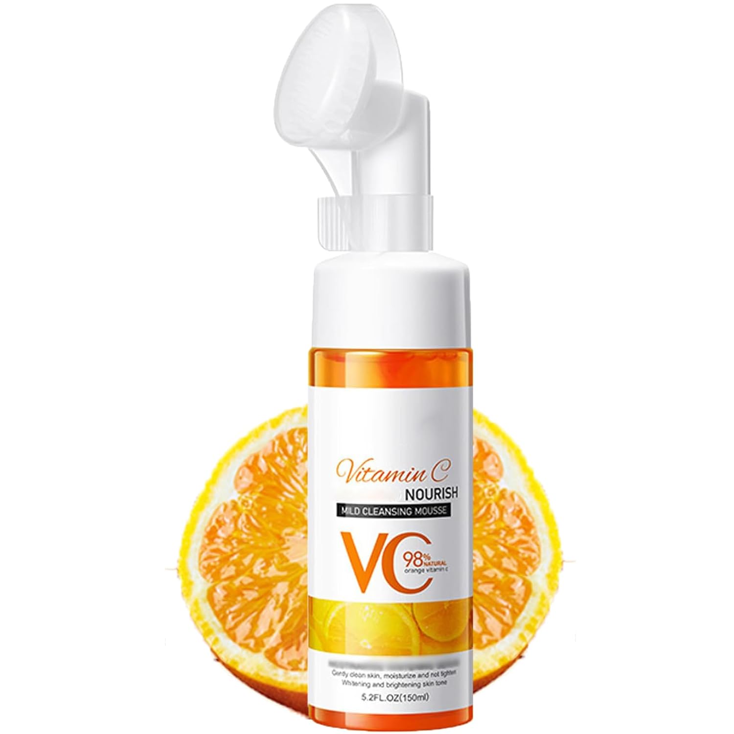 VC Mousse Cleanser, Vitamin C Face Wash with Brush, Korean Moisturizer Vitamin C Foaming Facial Cleanser for Deep Cleansing Foam for Skin (1)
