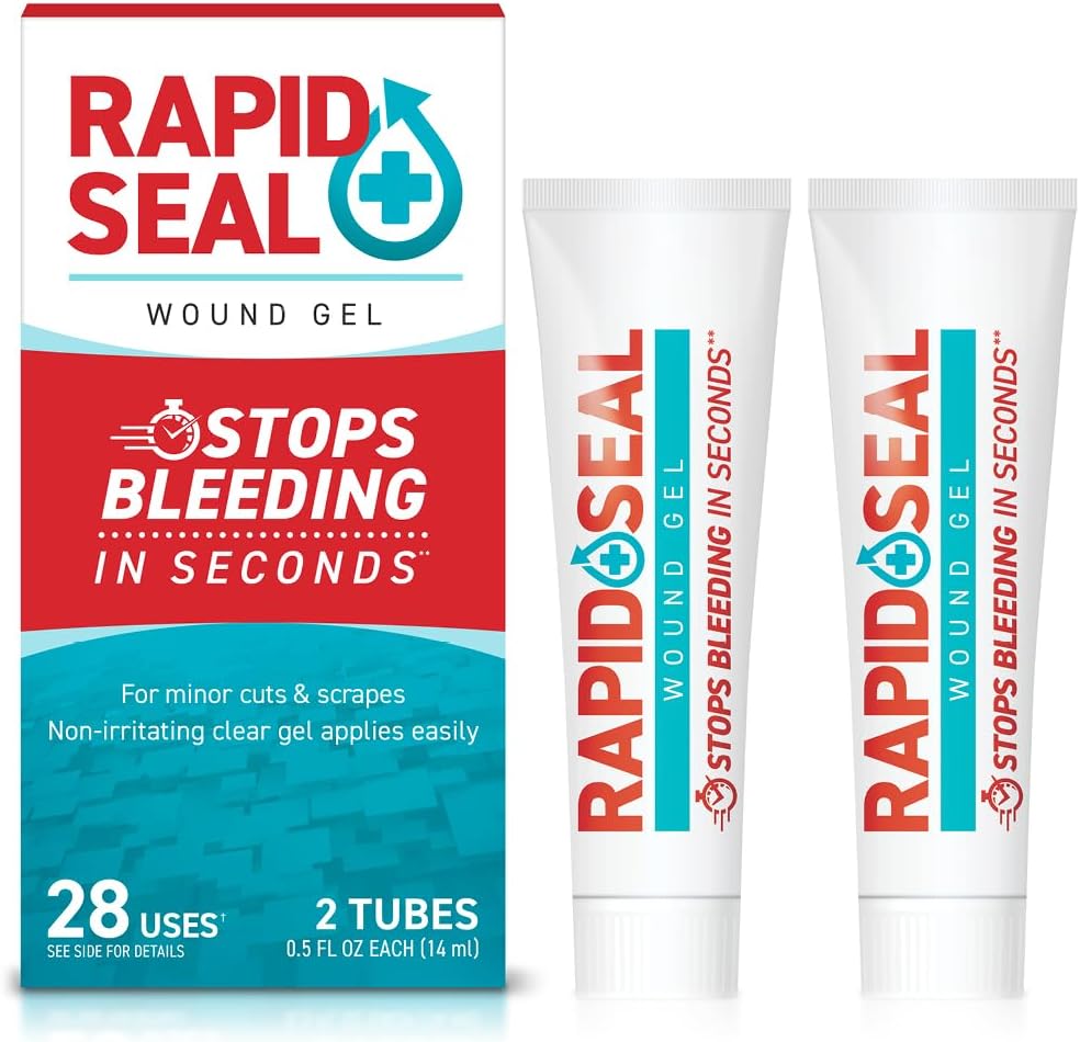 Rapid-Seal Wound Gel (2 Tubes) | Stops Bleeding in Seconds | Ideal for Cuts, Scrapes and Razor Nicks for Emergency First Aid Supplies