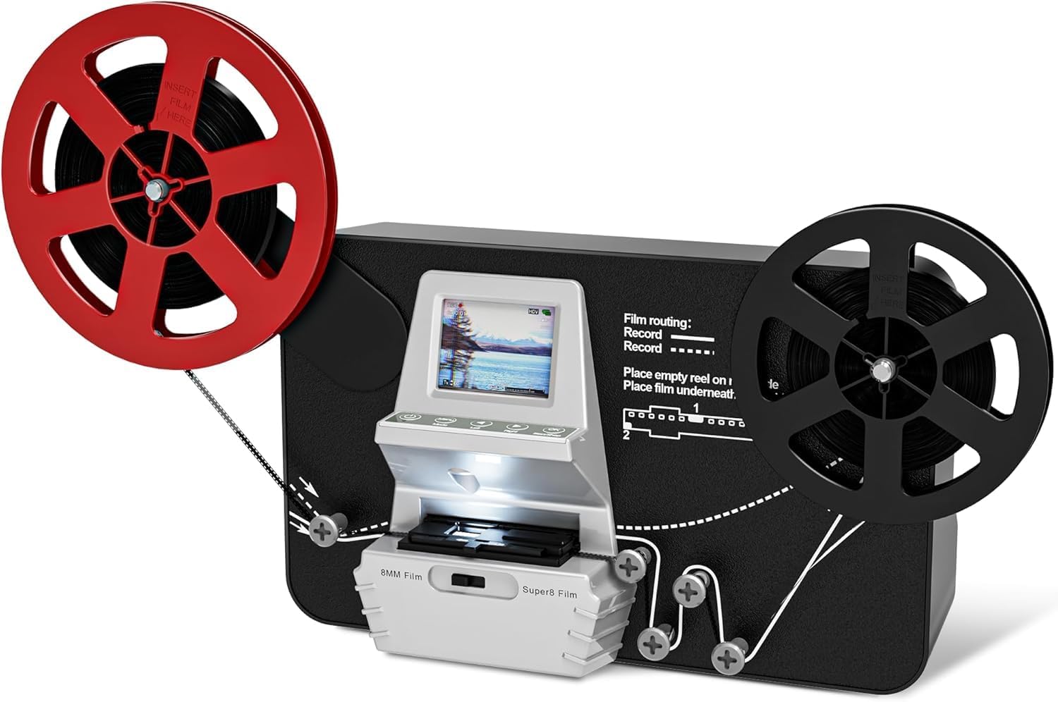 8mm & Super 8 Film to Digital Converter, Frame-by-Frame Film Scanner with 2.4" LCD, Converts 3"/5"/7"/9" Reels to 1080P MP4, 32GB SD Card Included, Vintage Film Digitizer for Home Movie