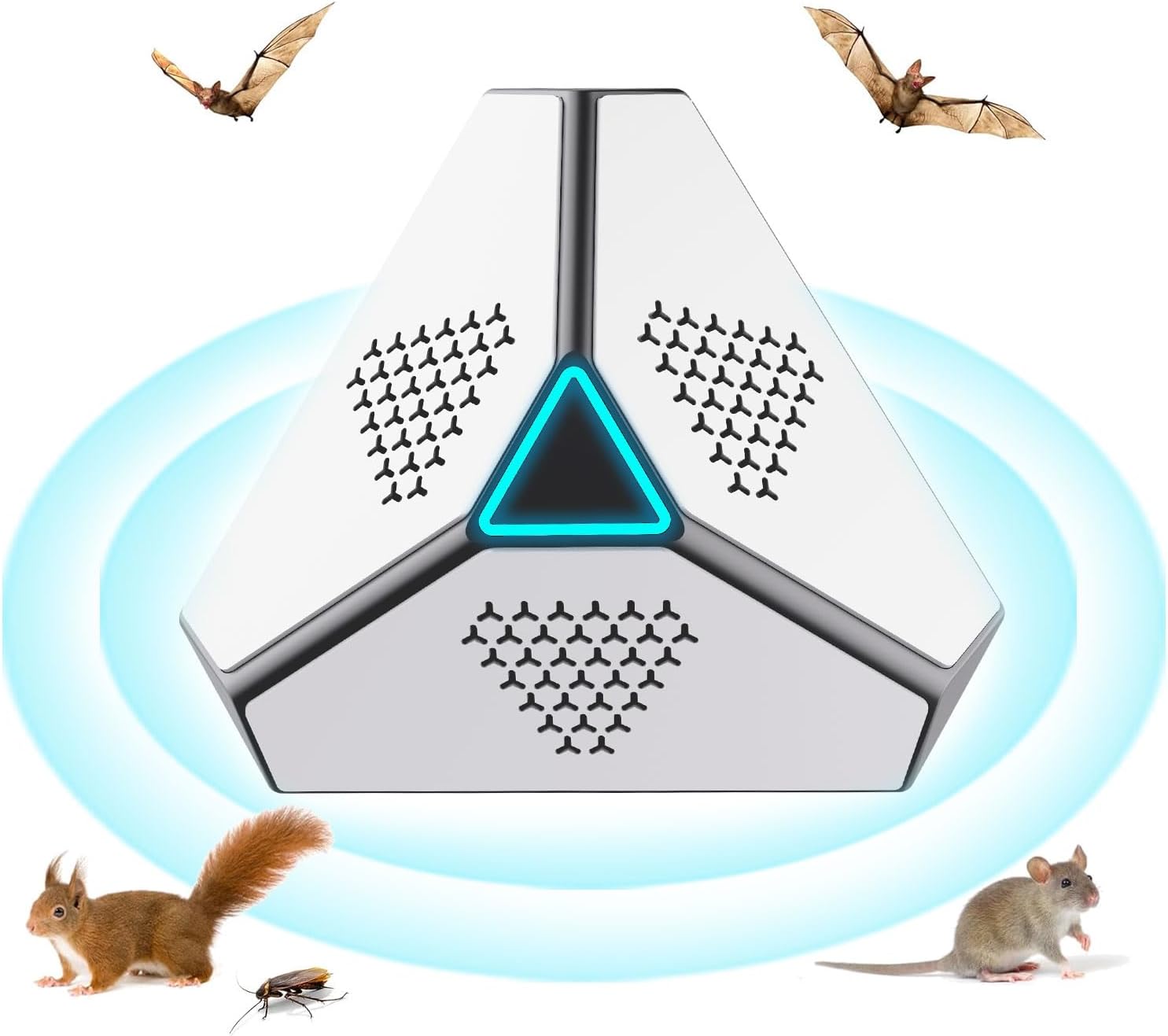 Powerful Ultrasonic Mouse and Rat, 360° Ultrasonic Rodent Repellent with Strobe Lights,Switchable mode, Ultrasonic Pest Repeller Frequency Adjustable for Rodents, Mice, Squirrels, Roaches