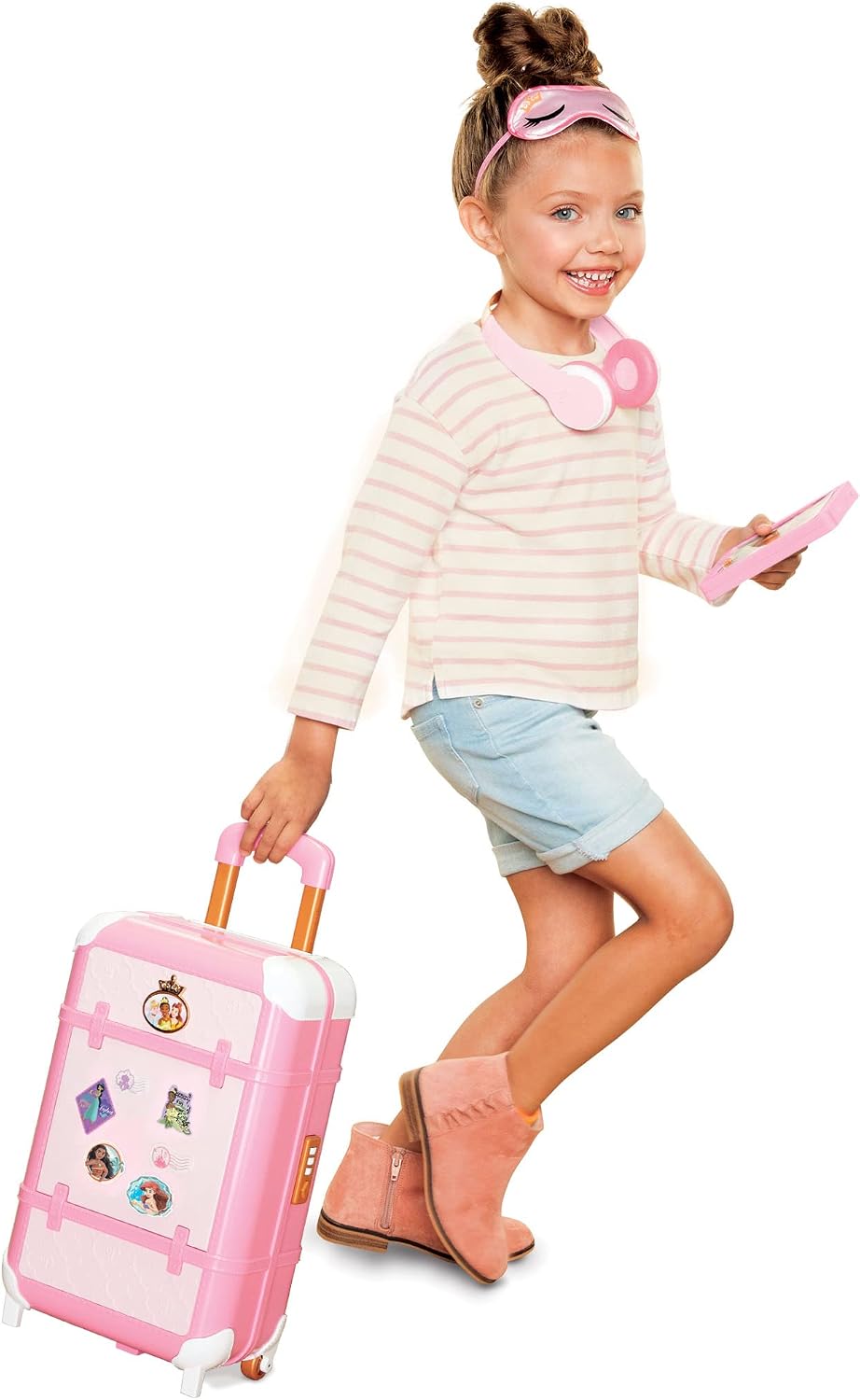 Disney Princess Travel Suitcase Play Set for Girls with Luggage Tag Style Collection, 14 Pretend Play Accessories Pieces Including Travel Passport! for Ages 3+