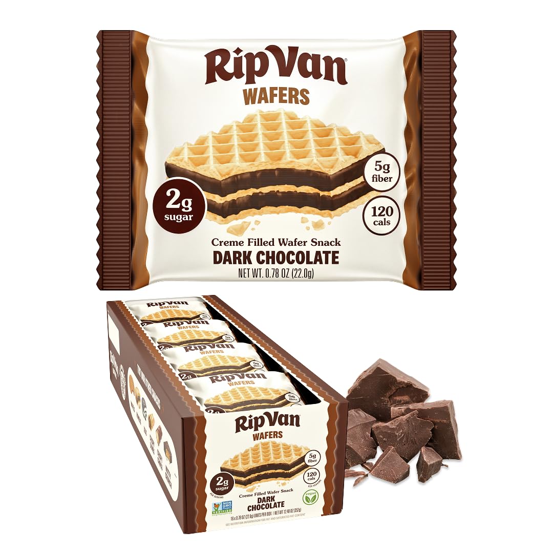 Rip Van Dark Chocolate Wafer Cookies, 2g Sugar, 16 Count