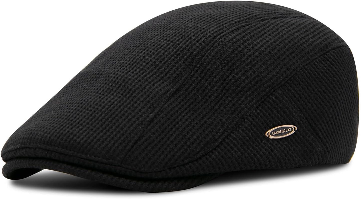 YAMEIZE Retro Flat Cap Lined Cabbie - Winter Adjustable Newsboy Hat Warm for Men Women Ivy Cap Trendy Cotton Beret Peaky Flat Cap Driving