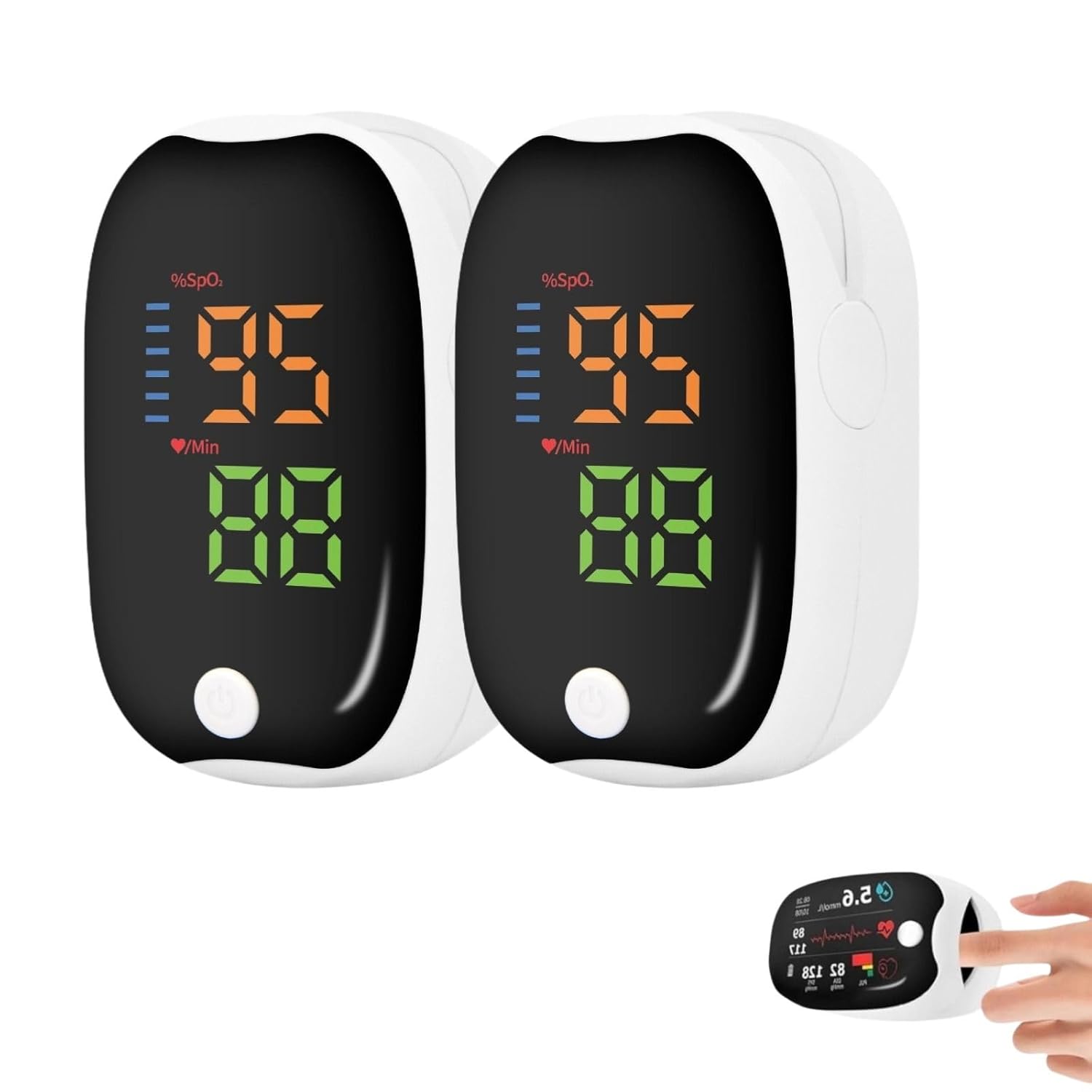 Glucose monitor for Home or Outdoor Use, Non Invasive & pricking, Compact and Portable, 2025 Upgraded Version | 2 Packs, White style