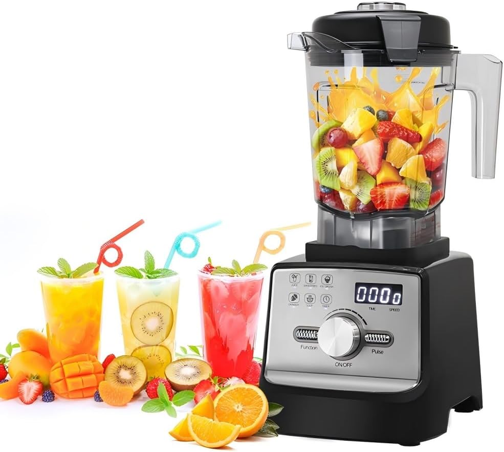 Panana 2000ml Professional Smoothie Blender, 2200W Powerful Blender Smoothie Maker with 5 Menu and 9 Speed for Kitchen Ice Crusher, Smoothies, Fruit Juice, Protein Shake