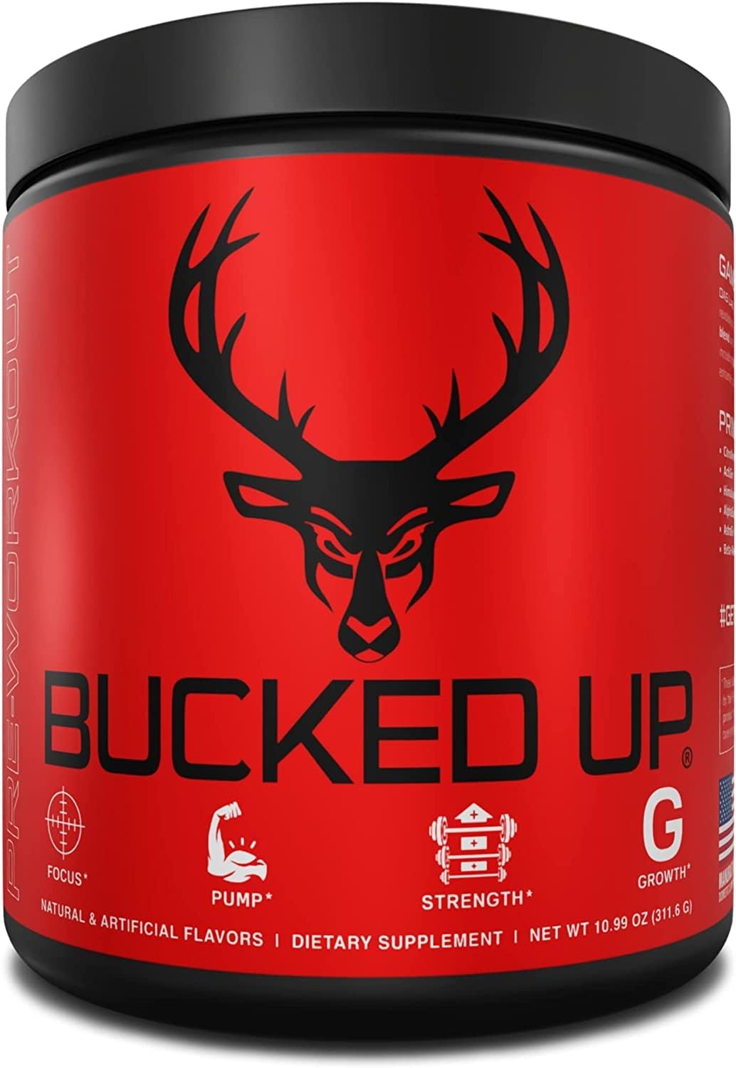 Bucked Up Pre Workout 6 Grams Citrulline, 2 Grams Beta Alanine, and 3 Other Registered trademarked Ingredients (Blue Raz)