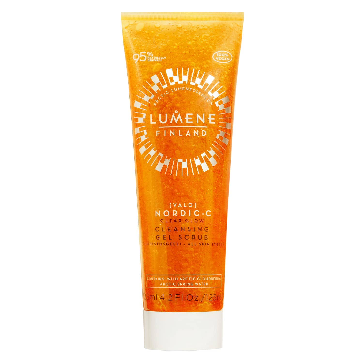 Lumene [Valo] Nordic-C Clear Glow Cleansing Gel Scrub - Exfoliating Face Scrub with Vitamin C + Biodegradeable Beads - Radiance-Boosting Facial Cleanser for Women + Men - 100% Vegan Skincare (125ml)