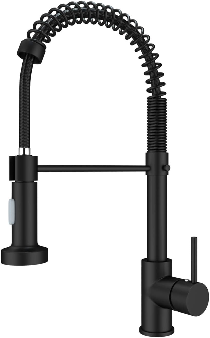 Black Kitchen Tap Sink Mixer tap with Solid Brass Commercial Single Handle Single Hole Pull Down Swivel Sprayer Mixer Tap Cold and hot Fittings UK Standard