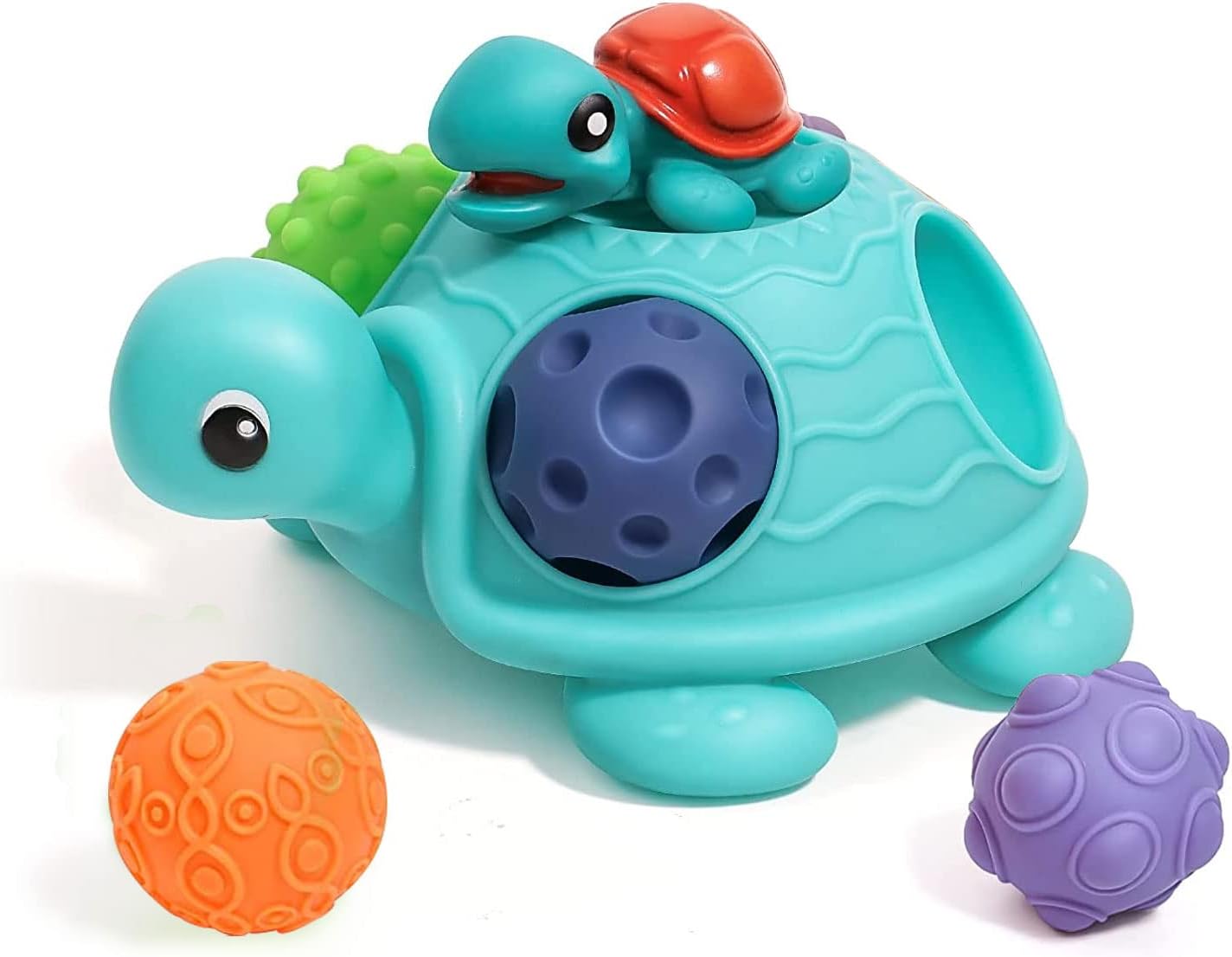 ROHSCE Sensory Balls Montessori Toys for Babies 6-12 Months, Baby Sensory Toys Turtle Toys Bright Color Textured Multi Soft Balls, BPA Free Balls for Toddlers 1-3 Teething Gifts