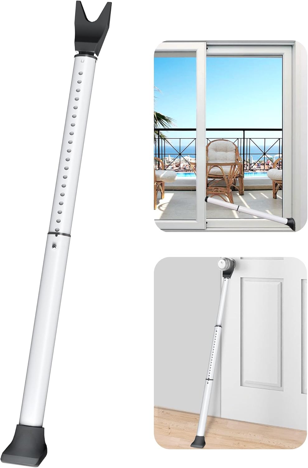 AceMining Upgraded Door Security Bar & Sliding Patio Door Security Bar, Heavy Duty Security Door Stoppers Adjustable Door Jammer Security Bar for Home, Apartment, Travel