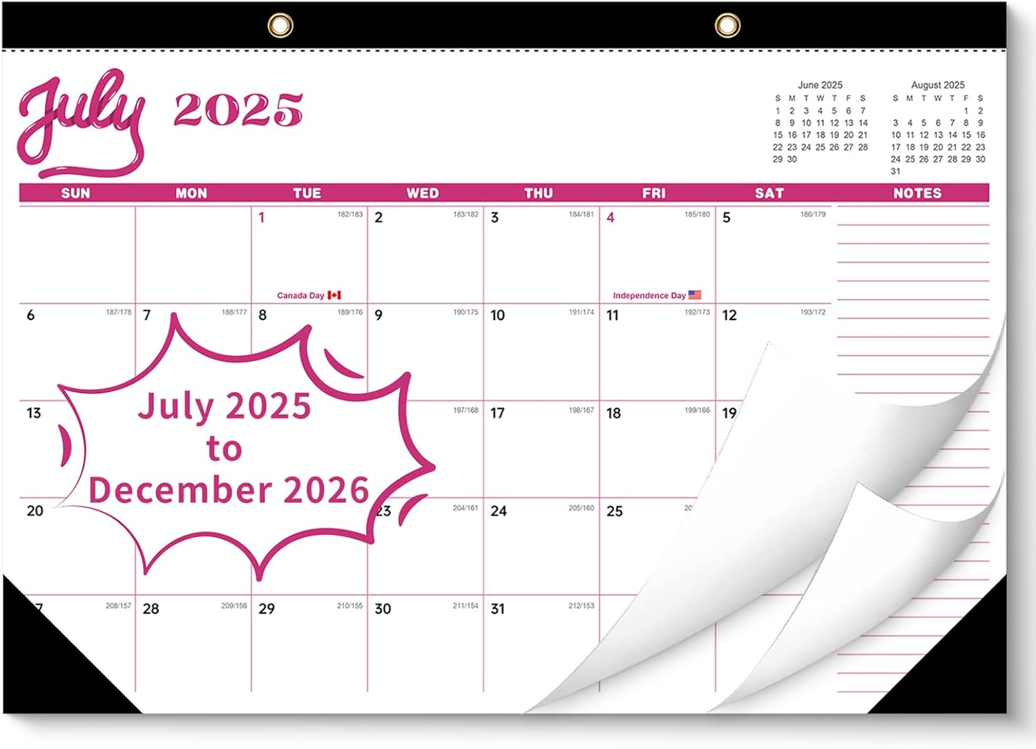 Desk Calendar 2025-2026 , JXAVO Wall Calendar 2025 Large Size 17" X 12" Covers July 2025 - December 2026, Pink Cute Desktop Monthly Calendar for Home Classroom School or Teacher Gifts & Office Supplies