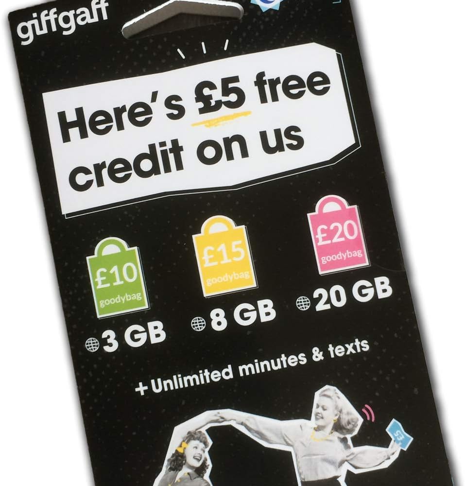 United Kingdom PAYG SIM Card for Visiting UK & Europe w/ 5￡Bonus, Activate While in CA, 12￡ for Unlimited SMS/Calls and 12GB Data