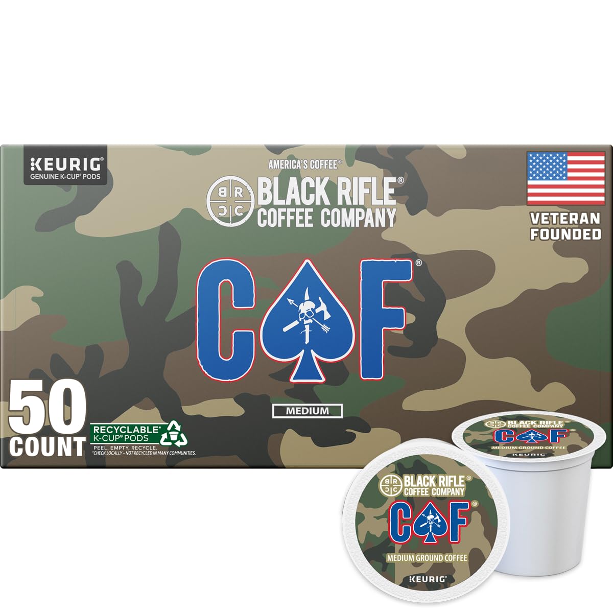 Black Rifle Coffee Medium Roast K Cup Coffee CAF 50 Count Coffee Pods