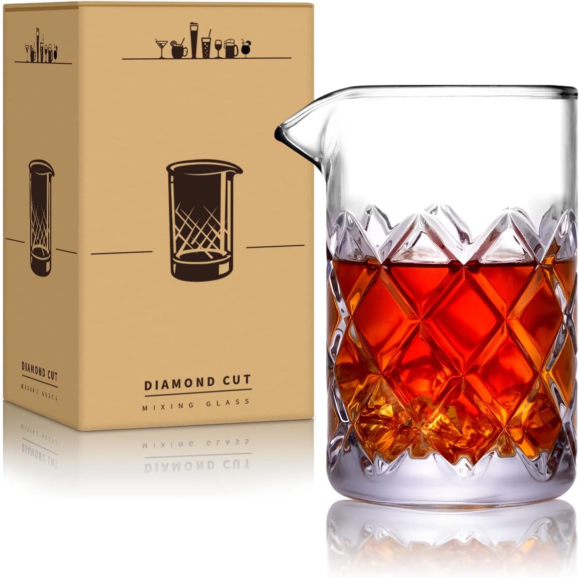 Eligara Cocktail Mixing Glass - [18 OZ] Crystal Cocktail Stirring Glasses, Thick Weighted Bottom - Bar Bartenders Tools Mixing Glass for Craft Bars & Professional Bartenders