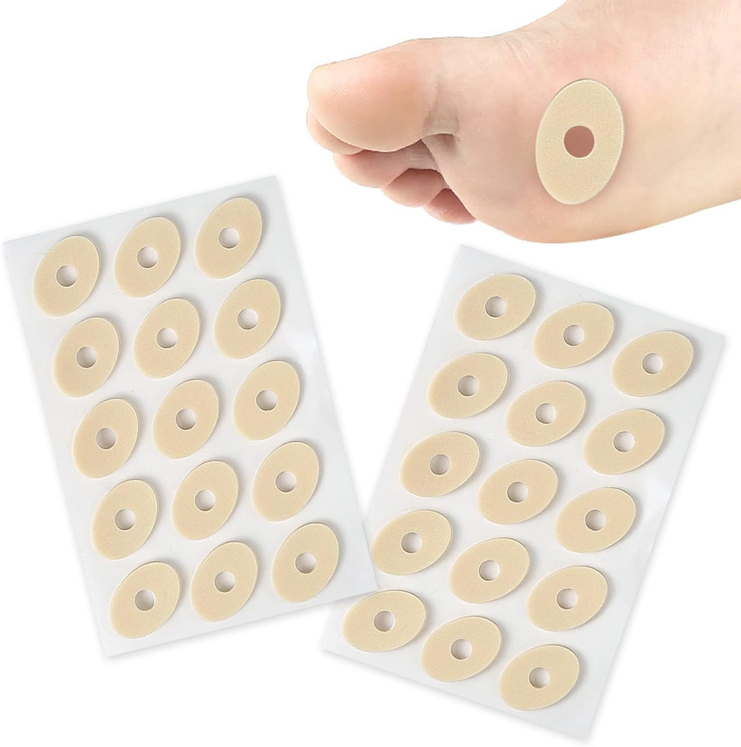 30pcs Corn Cushions,Footcare Corn Caps,Toe Pads Corn Cushions Self Adhesive Callus Cushions Oval Shaped Cushion Soft Corn Pads Waterproof Toe and Foot Protectors Reduce Foot and Heel Pain