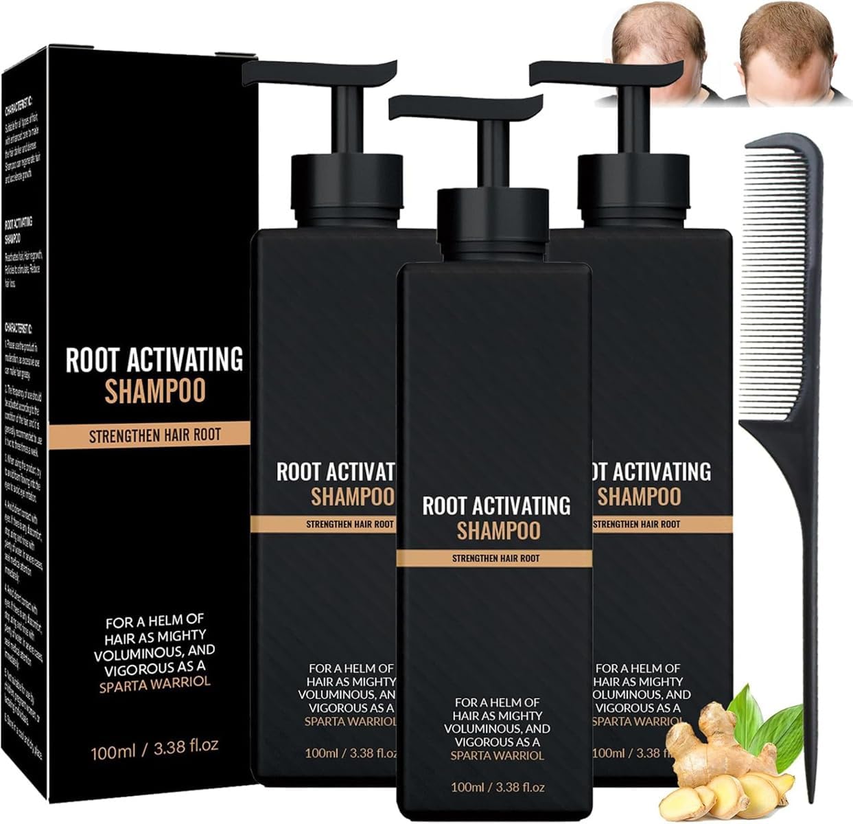 Spartan Hair Loss Shampoo, Mane Root Activator - Promotes Hair Growth (3 Pcs)