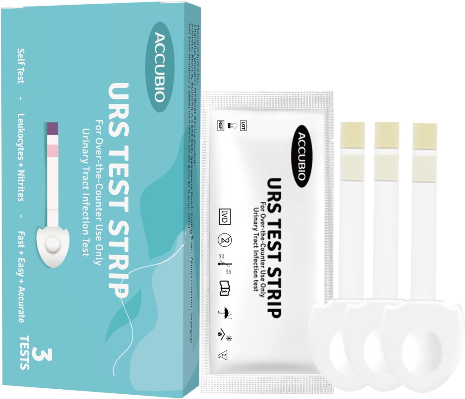 2 in 1 Urinary Tract Infection Test Strips, UTI Test Strips for Men & Women, High Precision Leukocyte and Nitrite Testing at Home, Individually Packed, Accurate Results in 2 Minutes, 3 Count