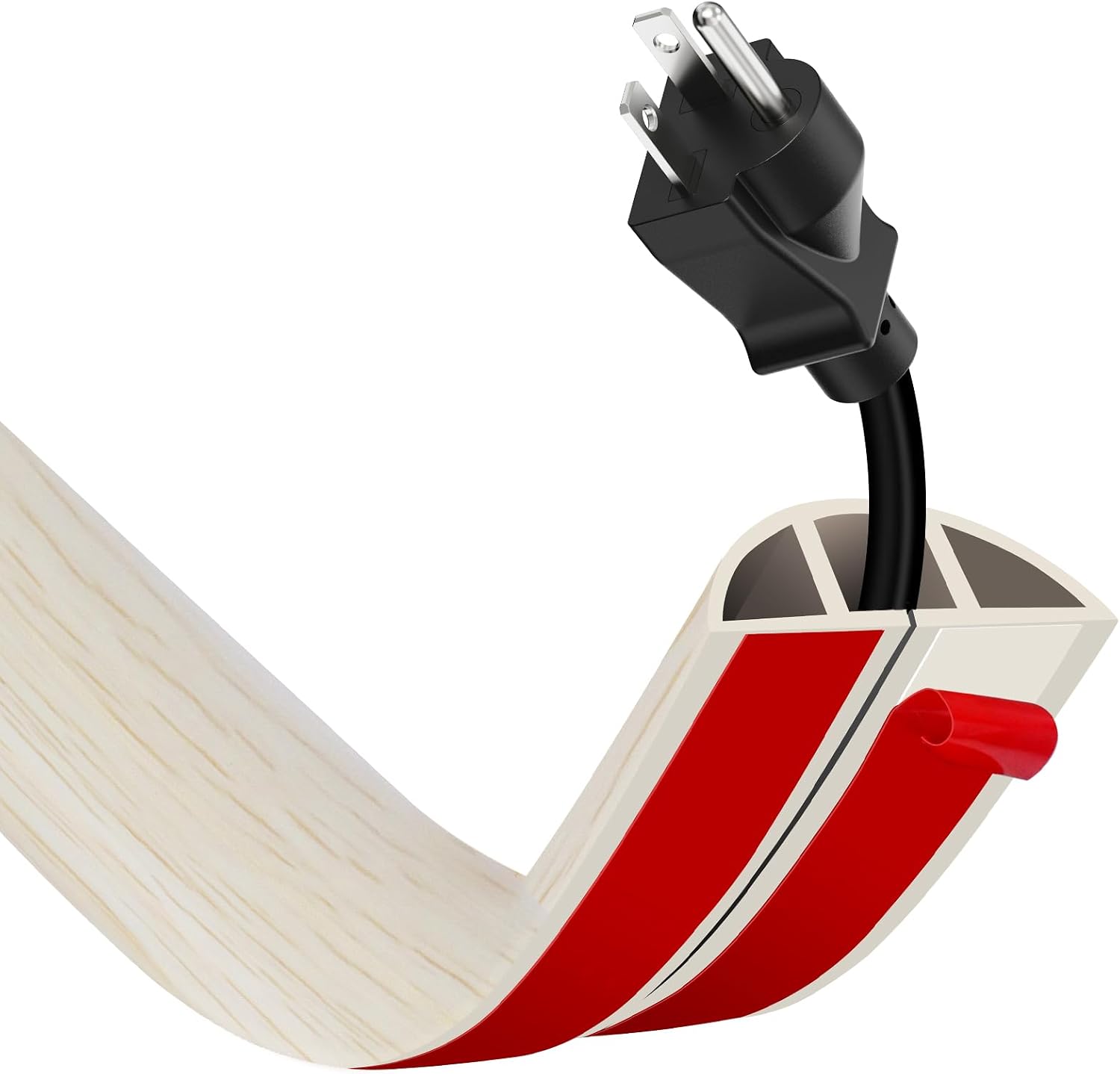 Floor Cord Cover, Wire Cover, Self Adhesive Cable Covers, Protect Cables & Prevent Trip Hazards For Office Home Factories Garages Flexible Cords Hider On Floor Wall