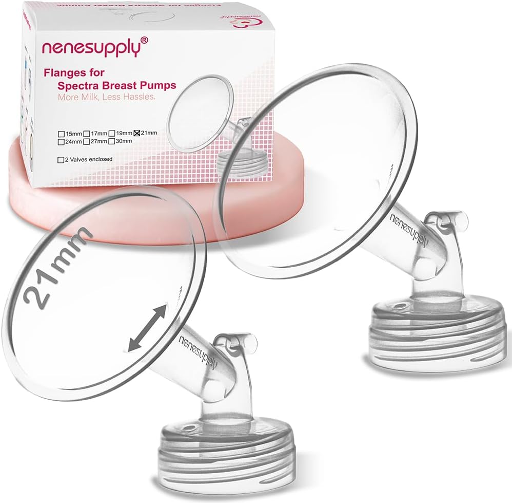 Nenesupply 21mm 2 pc Flanges Compatible with Spectra S2 S1 9 Plus Synergy Gold Breastpump Replacement to Spectra Pump Parts Flange Accessories Wide Mouth Work with Valve Backflow Protector Bottle