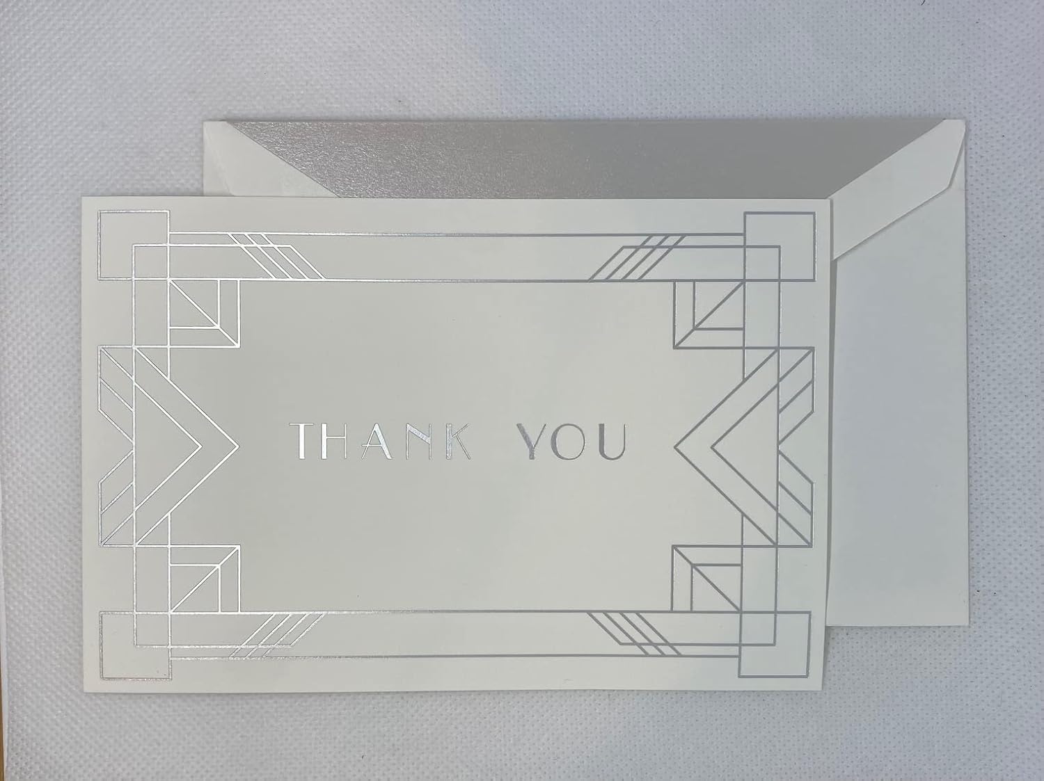 Crane & Co. Silver Deco Border Thank You Card CC32017