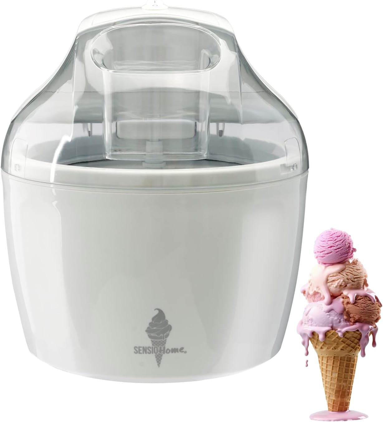 Sensio Home Ice Cream Maker Machine - Gelato Sorbet Frozen Yoghurt in 20 Minutes - Detachable Mixing Paddle - Easy to Operate β Voted Winner Independent Best Buy (White)