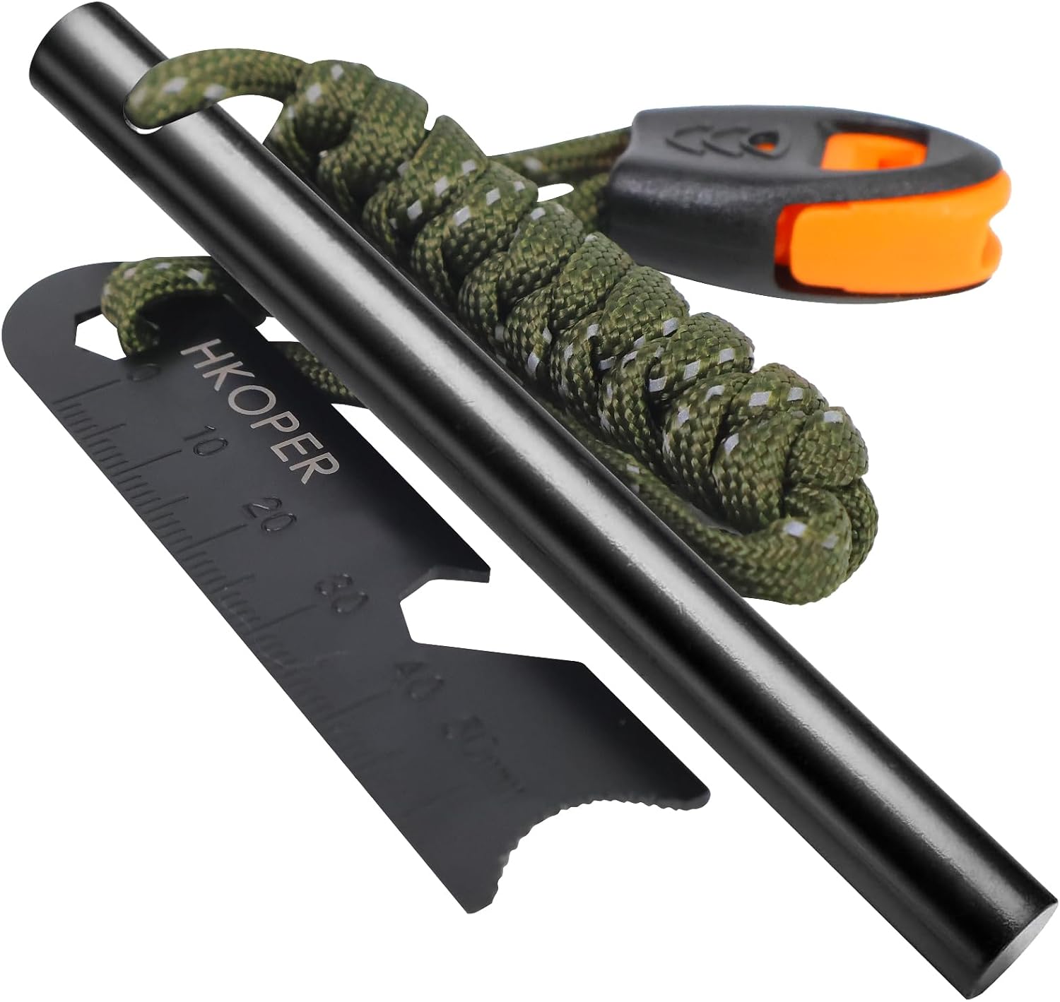 Ferro Rod Fire Starter, 4" Flint and Steel Survival Kit