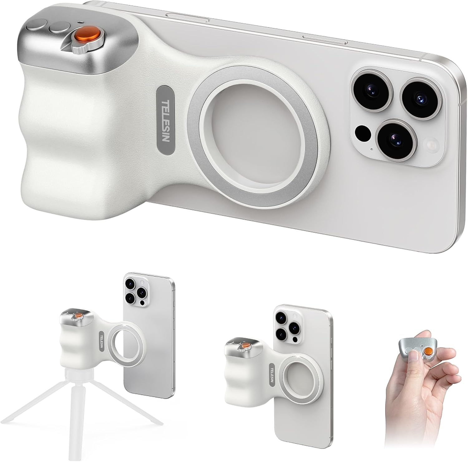 Magnetic Phone Camera Grip, Smartphone Shooting Holder Selfie Handle Snap with Wireless Shutter Button Remote for iPhone 16 15 14 13 12 Pro Max Android Cellphone Vlog Video Photography