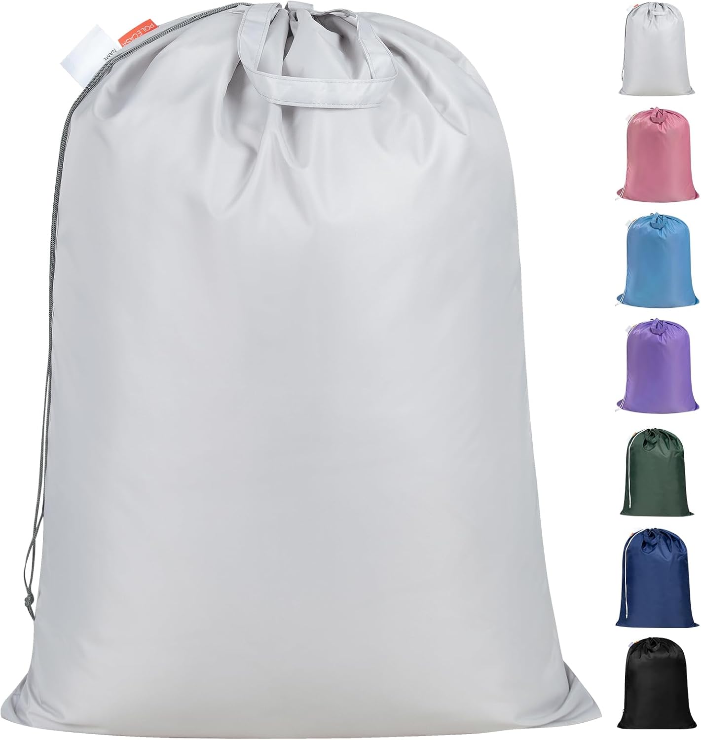 Polecasa Heavy Duty Large Laundry Bag with 130gsm Tear Resistant Fabric and Handles, Durable Dirty Clothes Drawstring Bag, Easy Fit Laundry Hamper, College, Dorm, Travel Essentials 28”x36” Silver