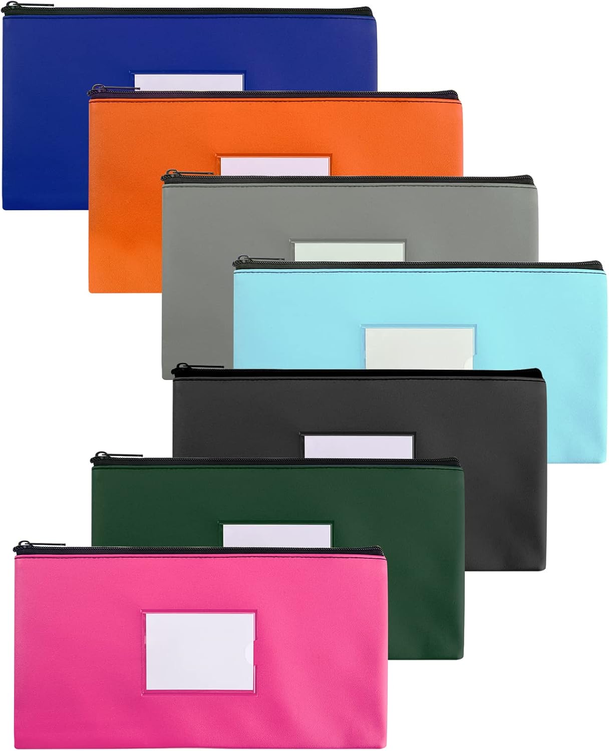 7 Pack Money Bags with Zipper for Cash | 11.25" x 6.25" | 7 Colors | Bank Deposit Bags, Cash Pouches with Zipper, Cash Register bag