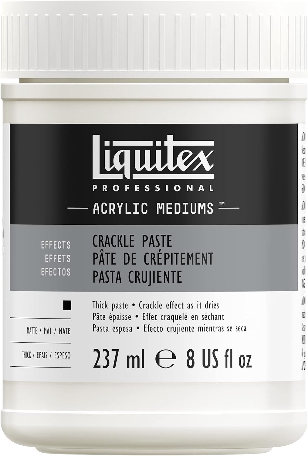 LIQUITEX 8308 Crackling Paste for Acrylic Paints for Creating Crackles for Vintage Effects and Craquelure Effects on the Painting Base - 237 ml Pot