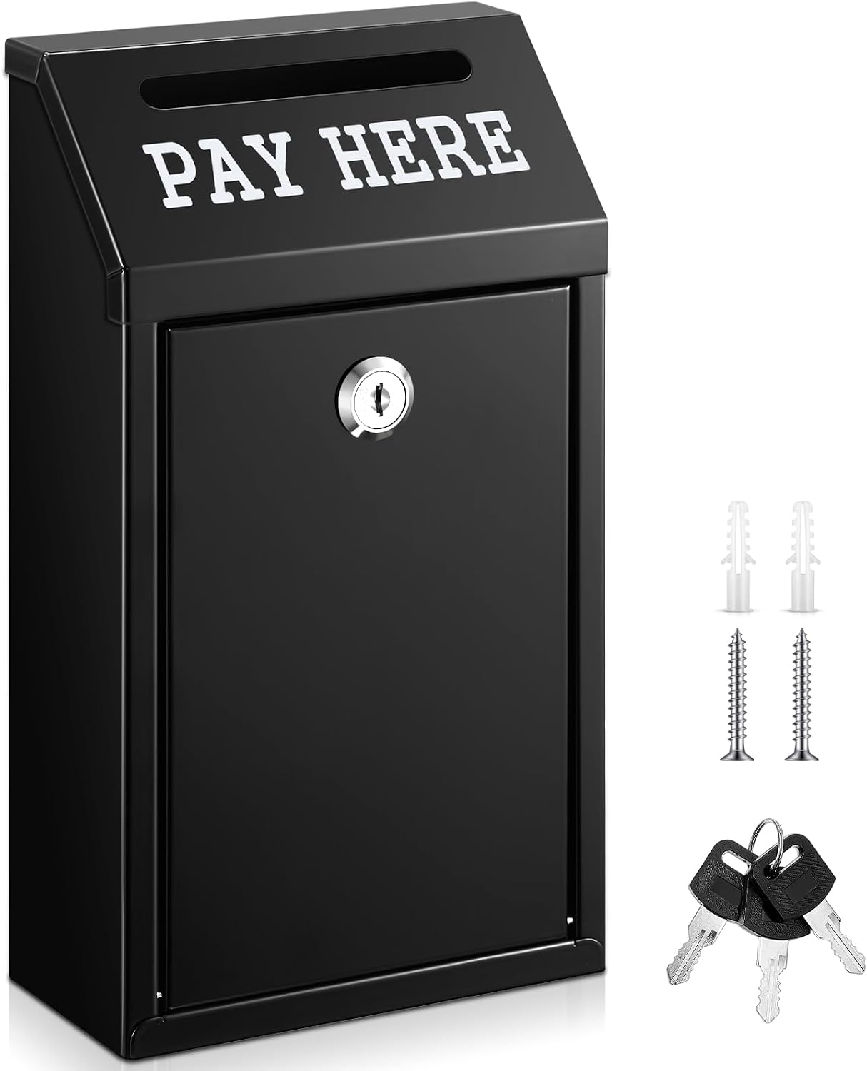 Yaocom Metal Money Cash Box,Black,10.2 X 5.7 X 2.8 Inch